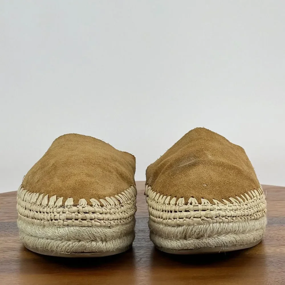 Womens Sam Edelman Austin Brown‎ Suede Espadrille Mules Shoes Size 9 M GUC
